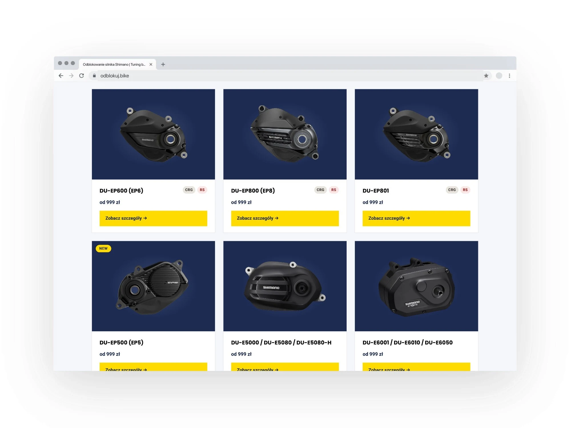 odblokuj.bike — katalog obsługiwanych napędów Shimano z cenami — wersja desktop