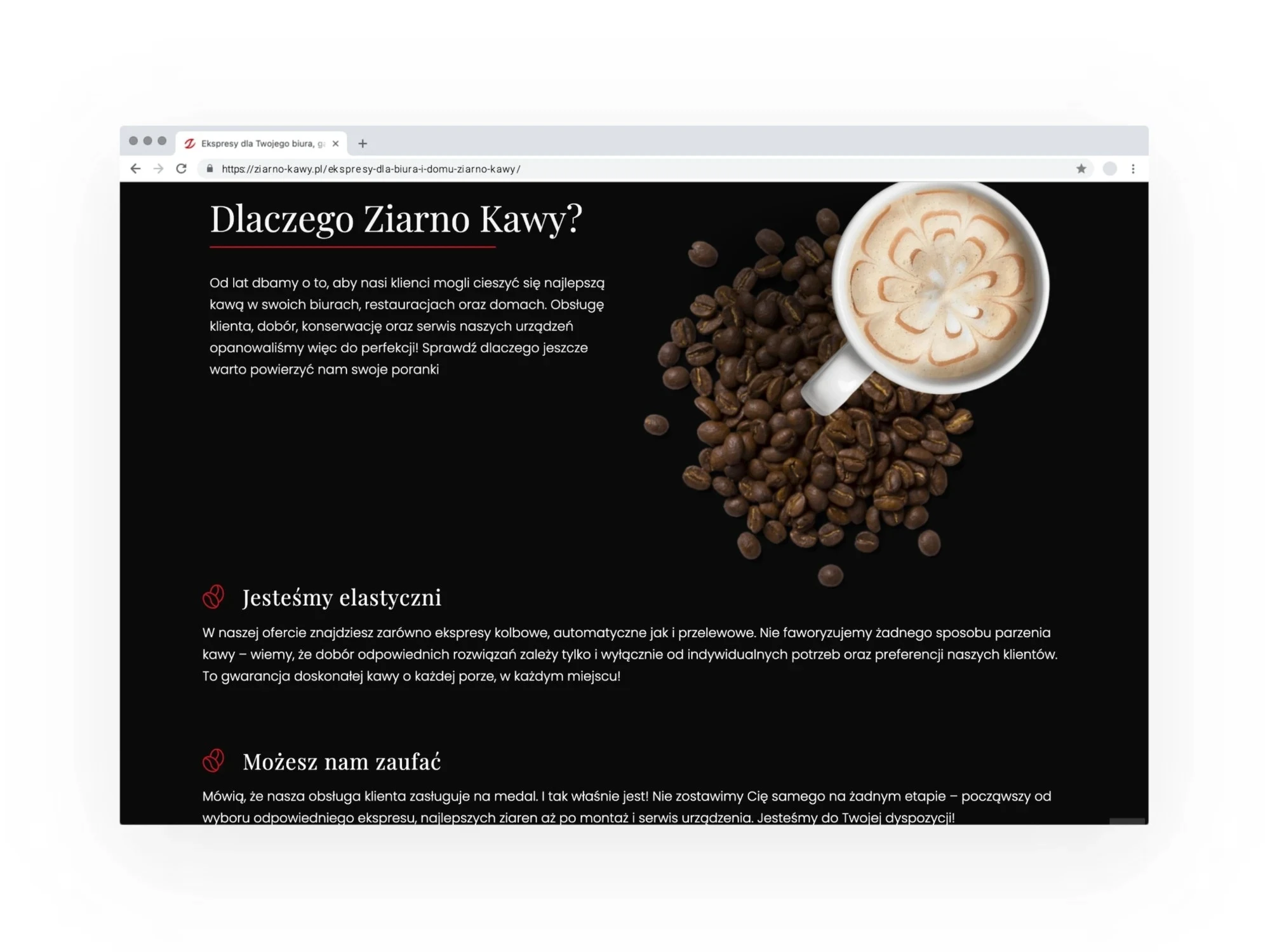 ziarno-kawy.pl - Projekt landing page​ KickAss Katowice