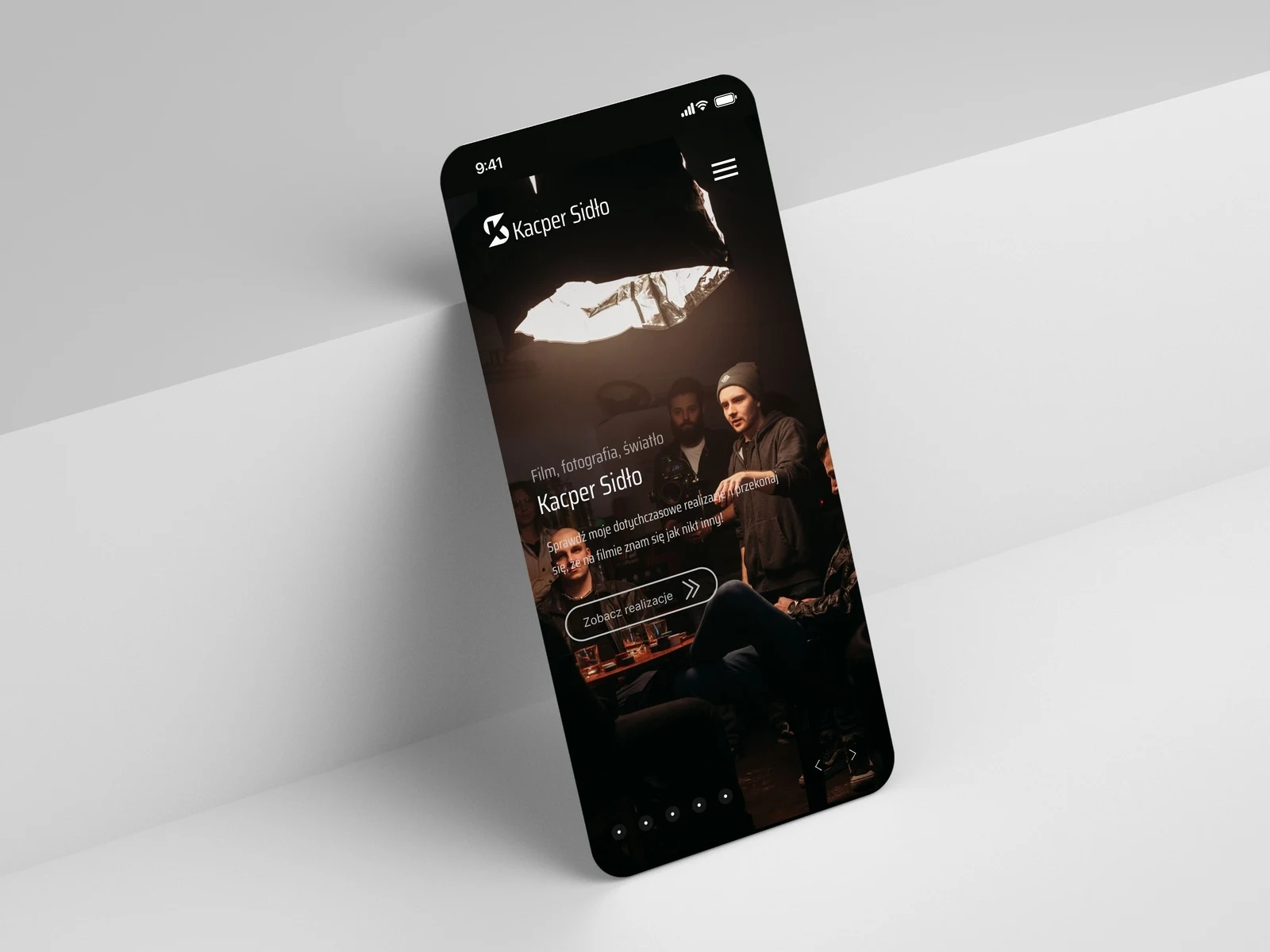 Kacper Sidło — strona główna w wersji mobilnej na iPhonie