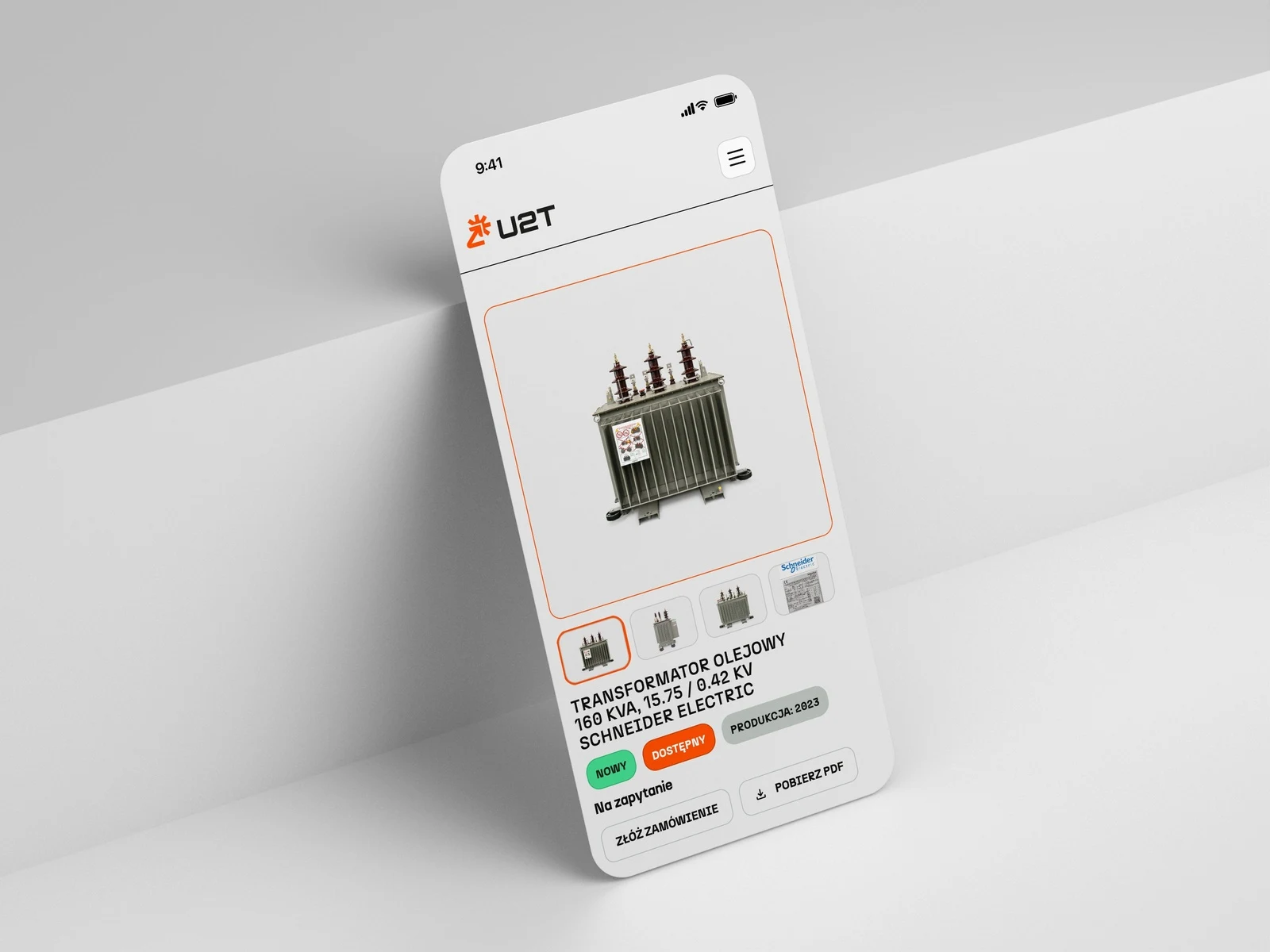 u2t.pl — karta produktu Schneider Electric 160 kVA na telefonie