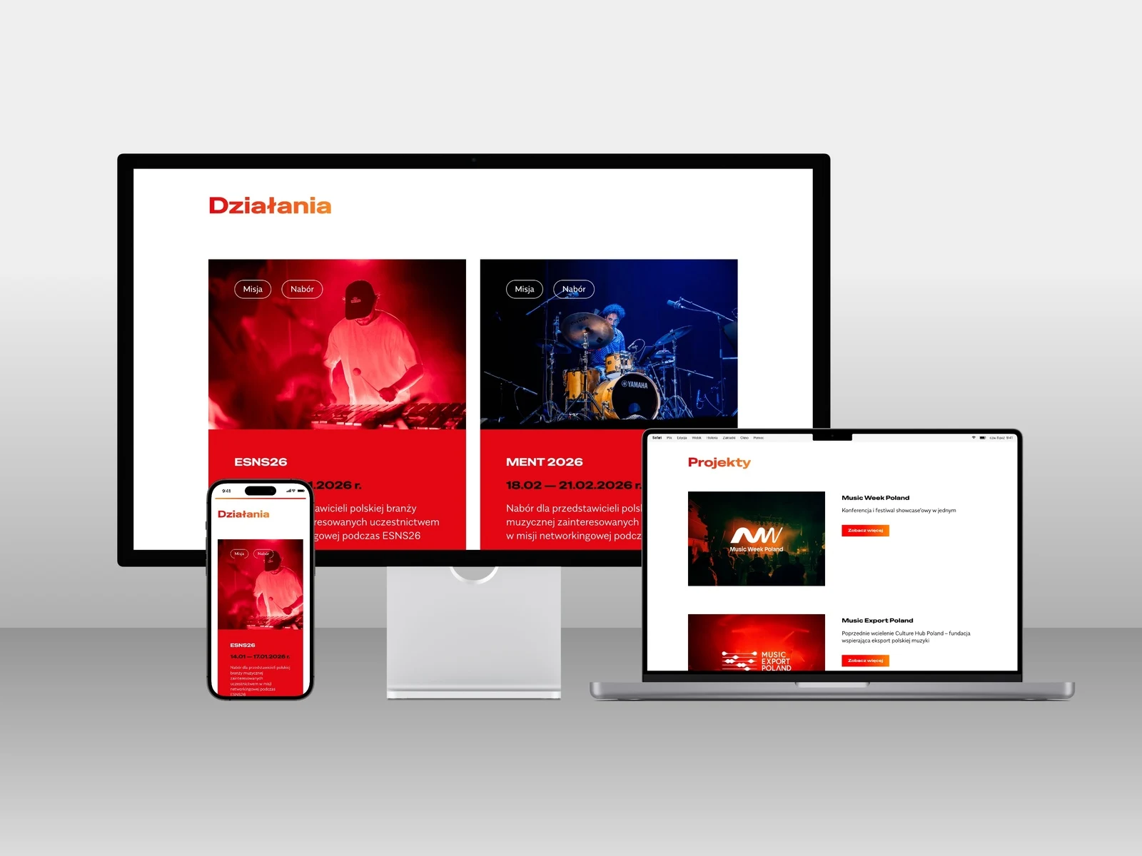 culturehubpoland.com — karty działań i projekty na iMacu, MacBooku i iPhonie