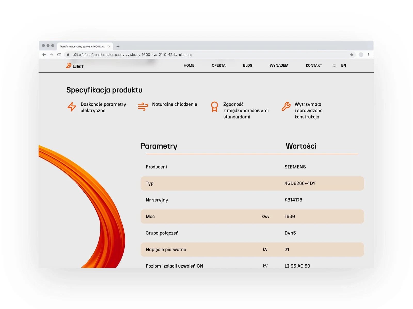 u2t.pl — specyfikacja i tabela parametrów technicznych urządzenia