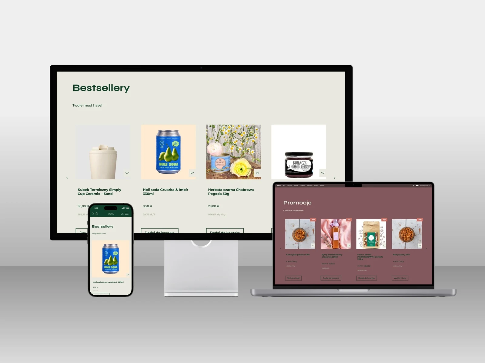 Zielony Składzik — sekcje Bestsellery i Promocje na iMacu, MacBooku i iPhonie