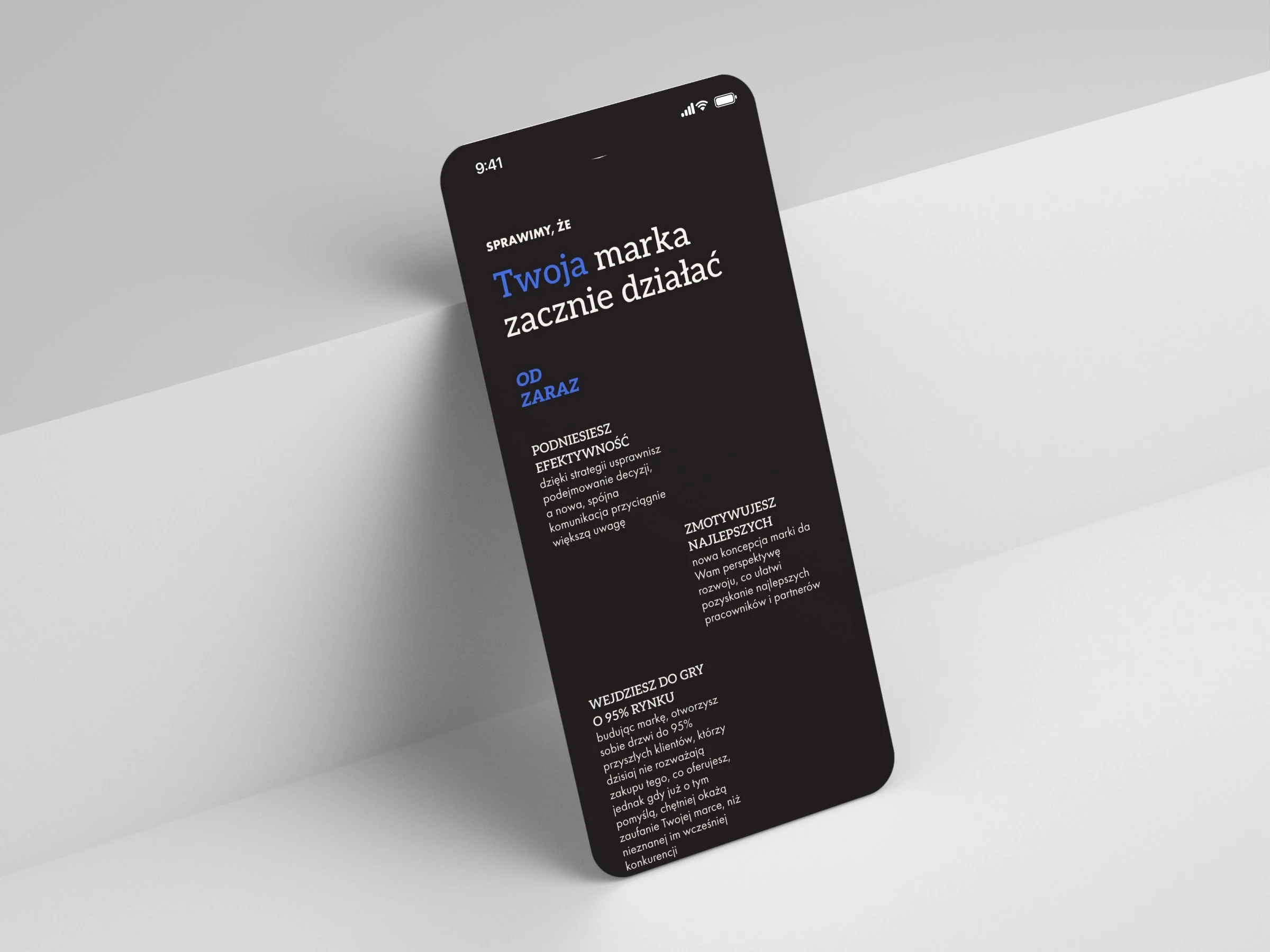 rebranders.pl — projekt strony internetowej, mockup telefon scena schodek