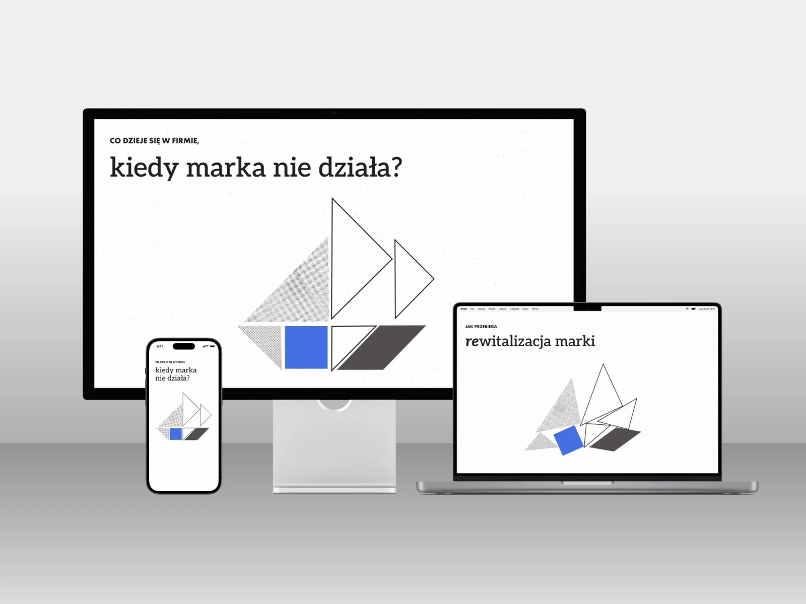 rebranders.pl — projekt strony internetowej, mockup zestaw imac macbook iphone