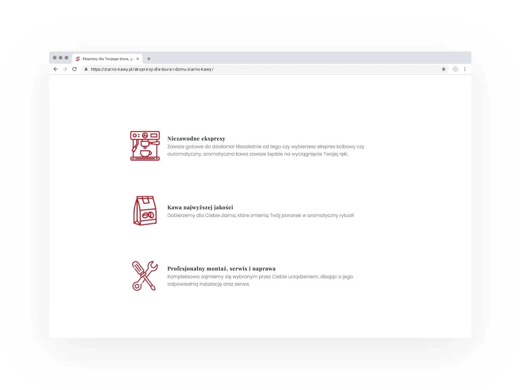 ziarno-kawy.pl - Projekt landing page​ KickAss Katowice