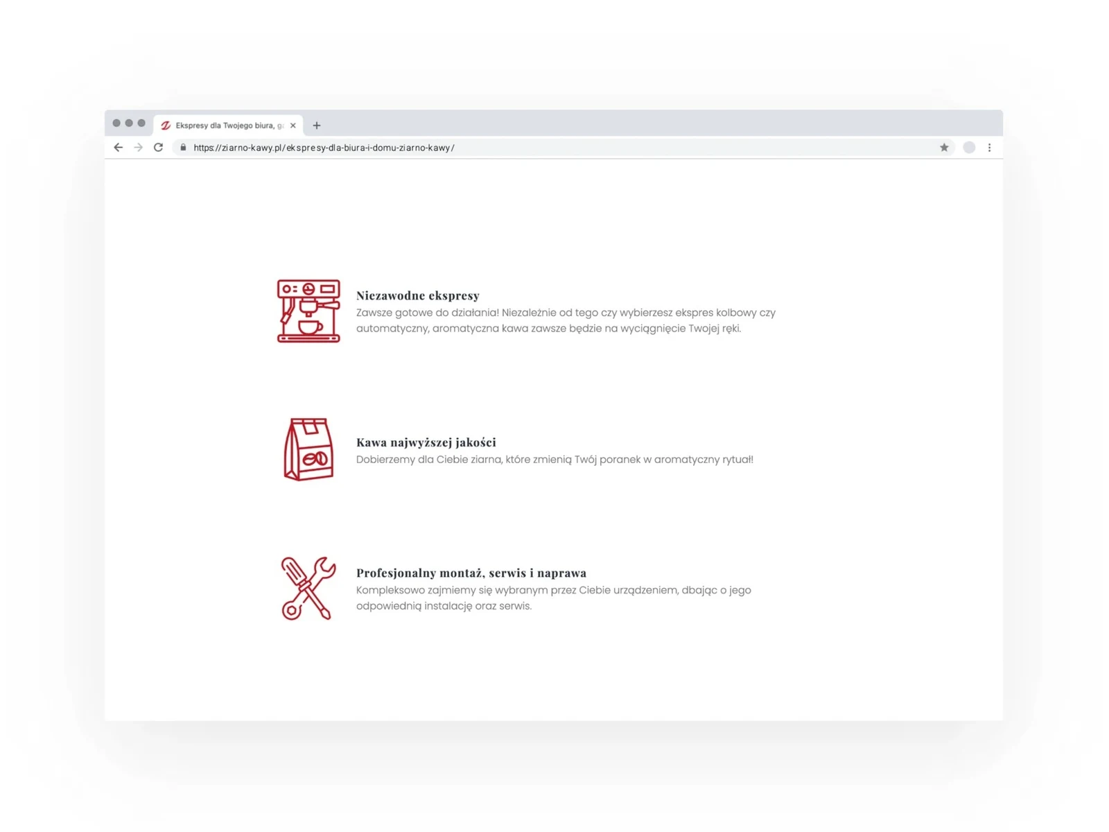 ziarno-kawy.pl - Projekt landing page​ KickAss Katowice