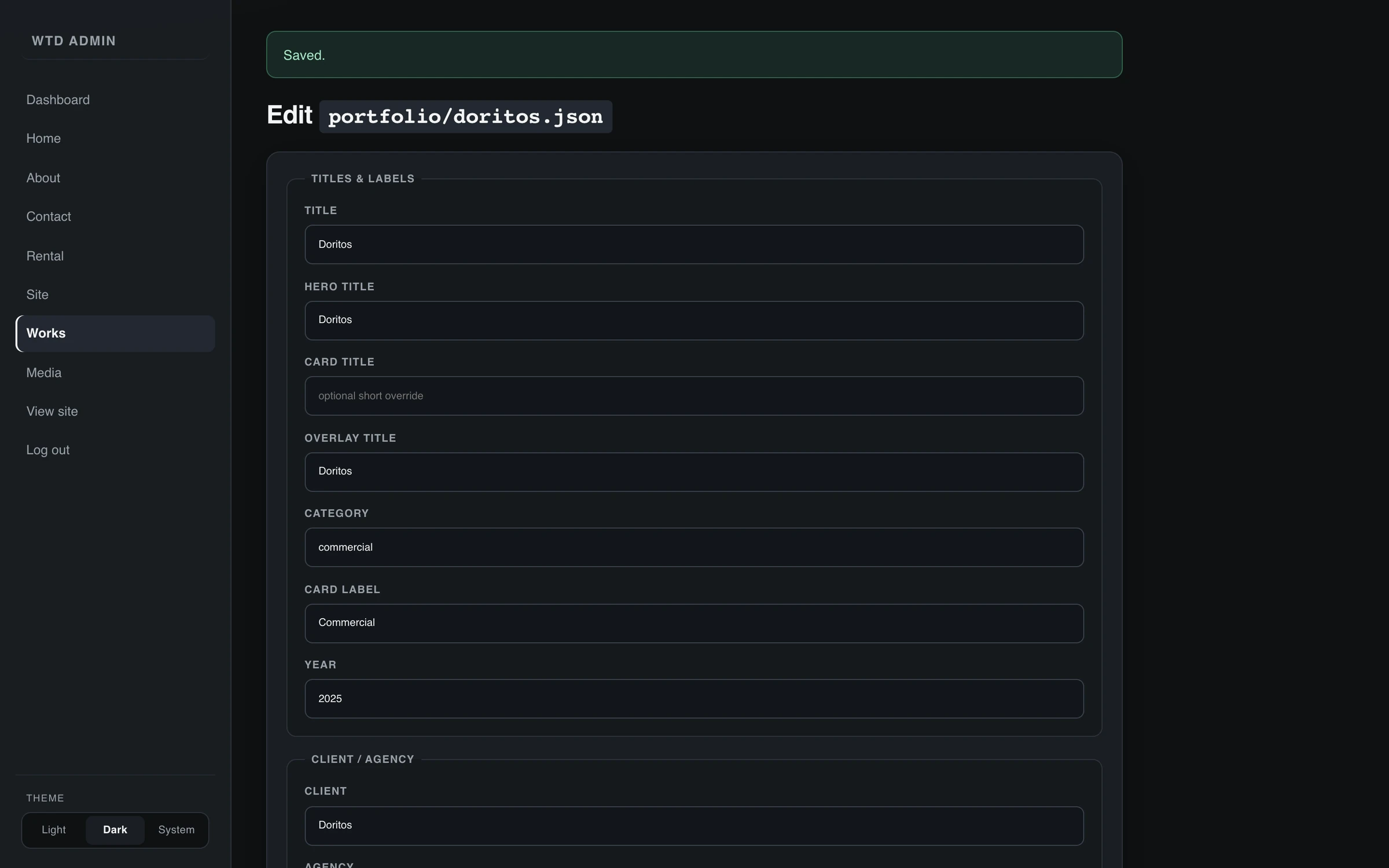 Panel — edycja realizacji Doritos